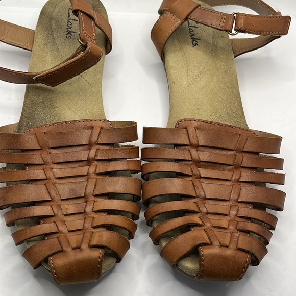 Clarks Jana huaraches brown woven boho sandals summer festival wedge retro - Picture 3 of 10